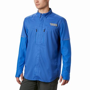 Columbia PFG Force XII Zero™ Långärmad Hybrid Skjorta Herr Blå (APXNG4197)